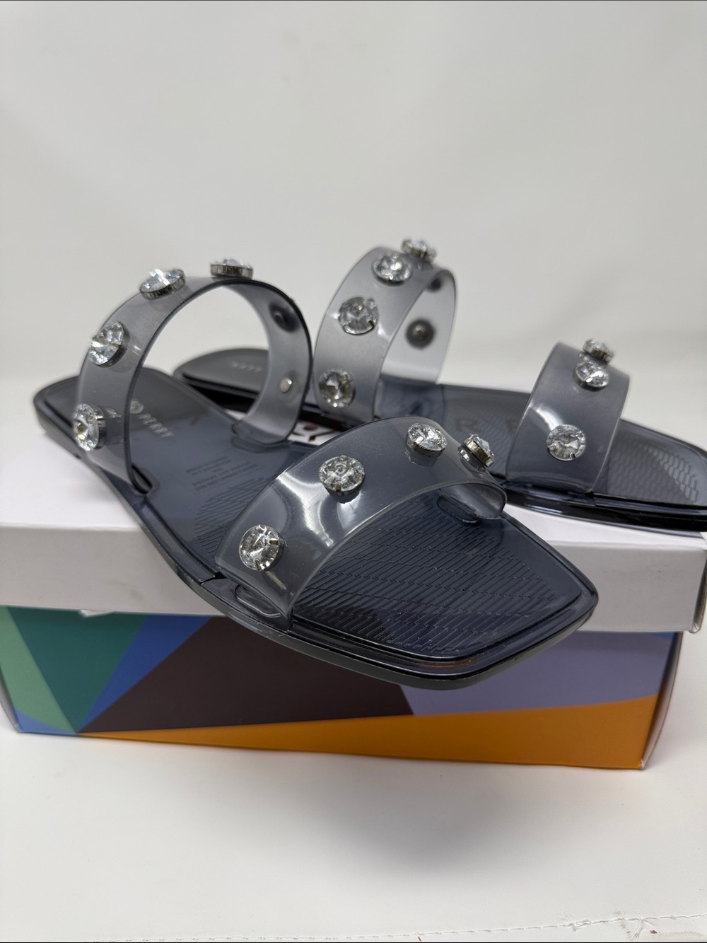 Katy Perry Collections Clear Jelly Sandals with Rhinestones
